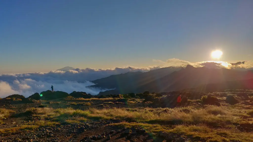The sun's rays lighting Kilimanjaro up in a golden light