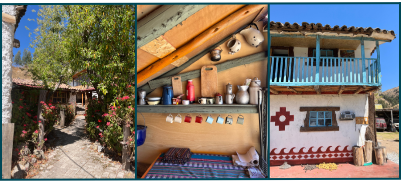 Colourful interior and exterior shots of Wajaqui Ecolodge near Cusco in Peru.