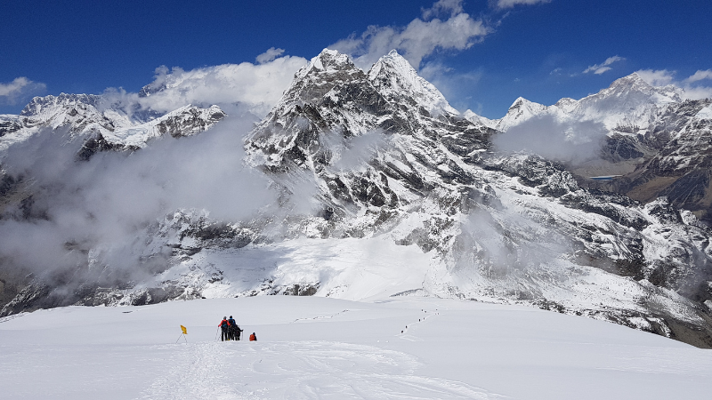 Mera Peak in mist, Nepal