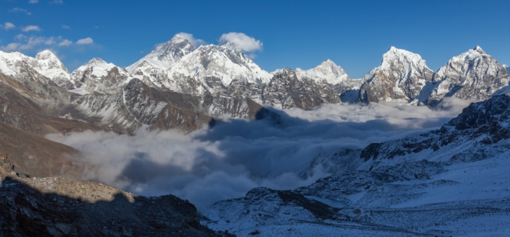 View of Mount Everest from Renjo La Pass, Nepal.