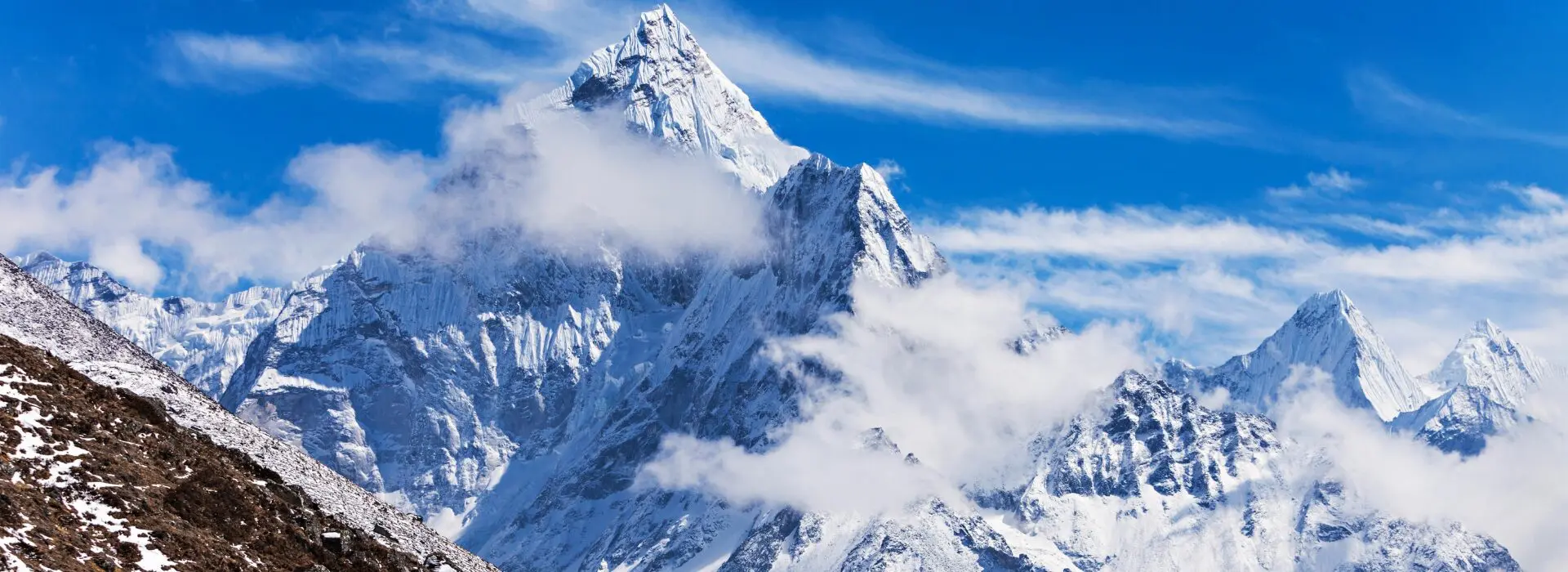The snowy peak of Ama Dablam in Nepal
