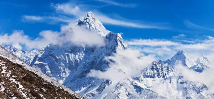 The snowy peak of Ama Dablam in Nepal