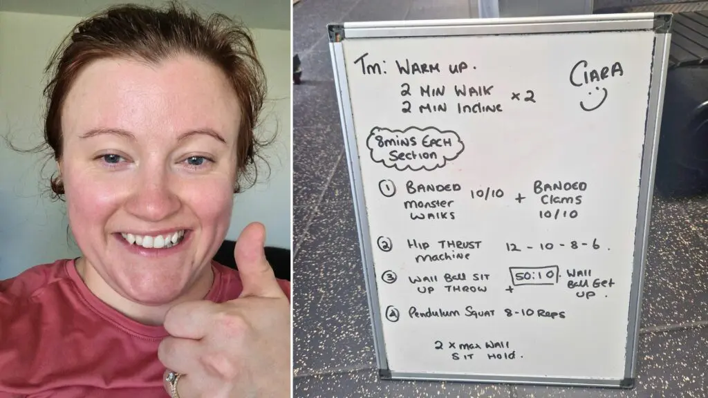 Ciara from Earth's Edge showing off her personal training plan as she prepares to climb Kilimanjaro