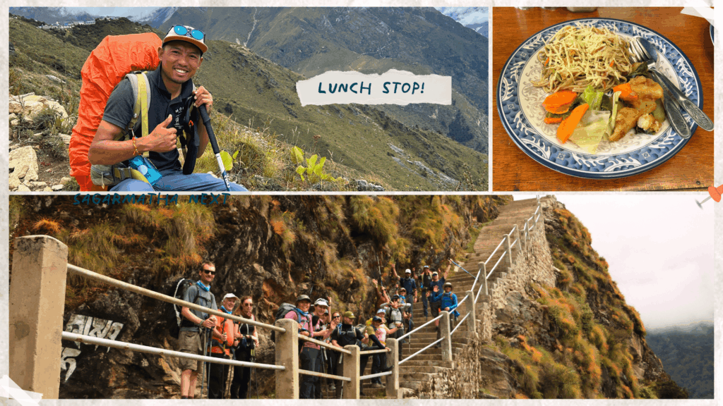 Having lunch on the trail during the Everest Base Camp trek