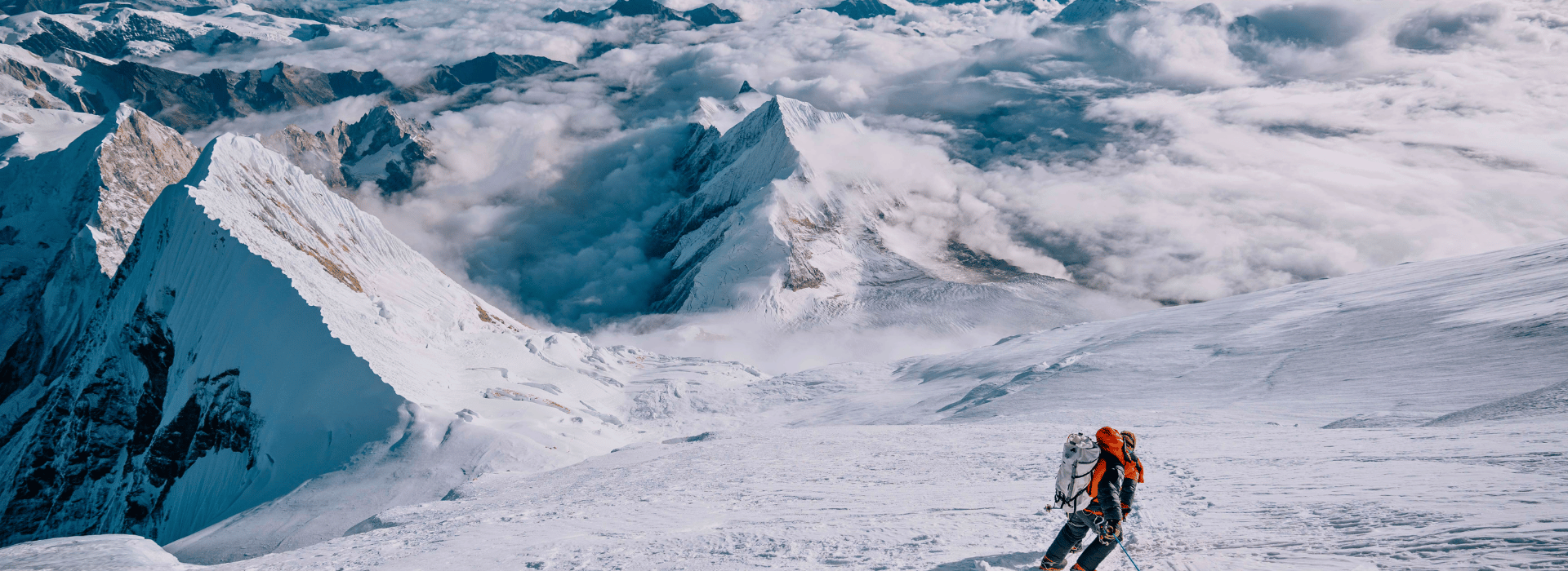 Earths Edge Manaslu climb, descending from the 8163m Himalayan peak