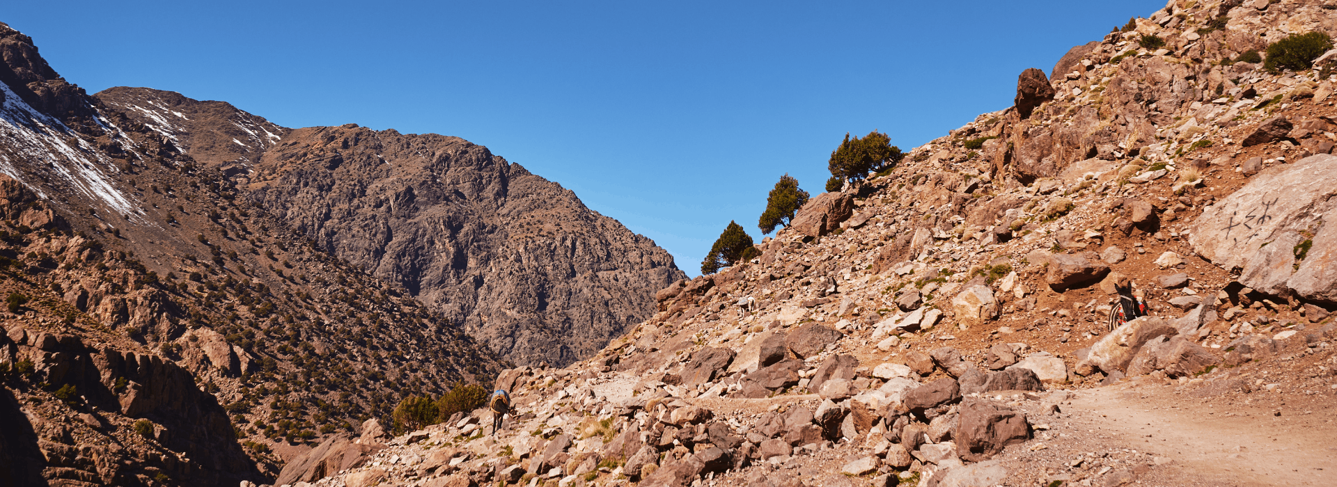 Rocky trail on Mt Toubkal in a Weekend expedition