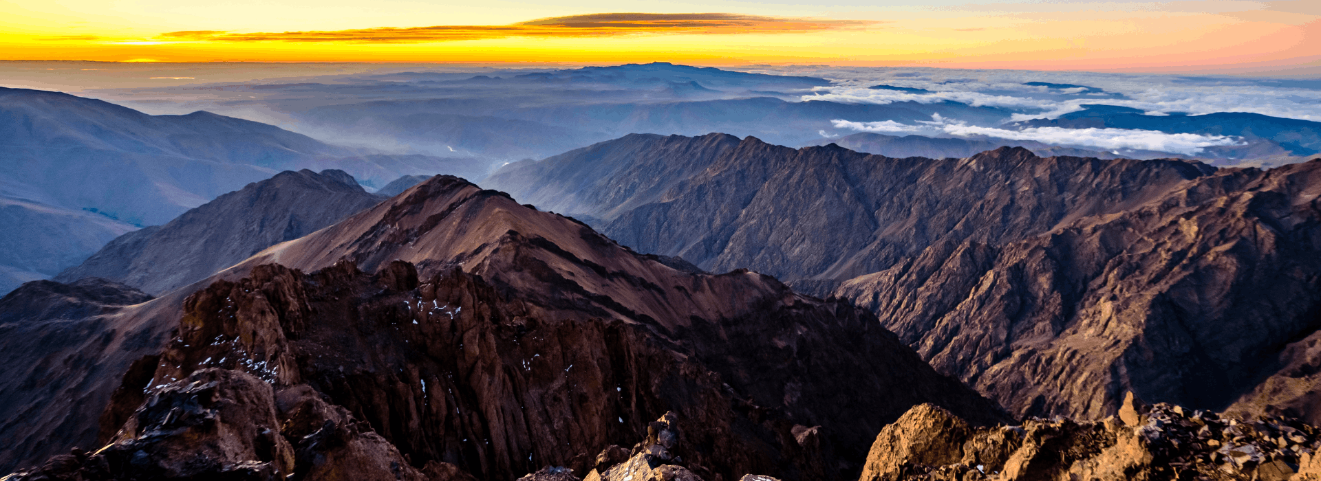 Sunrise from summit of Mount Toubkal
