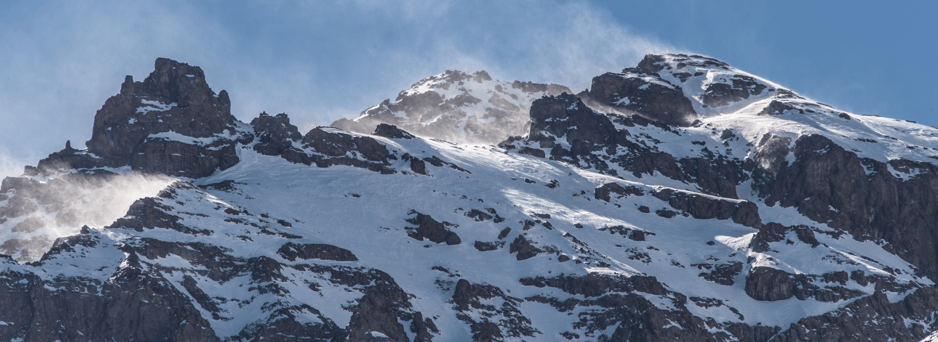 Snow-covered peaks in Morocco’s High Atlas Mountains during winter