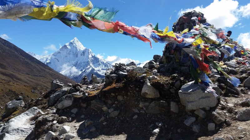 Colourful Everest Base Camp marker, Nepal