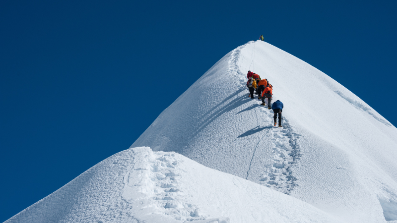 Climbers ascending Island Peak, Nepal