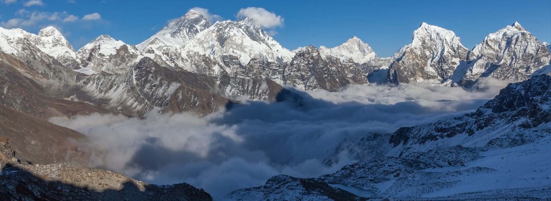 View of Mount Everest from Renjo La Pass, Nepal.