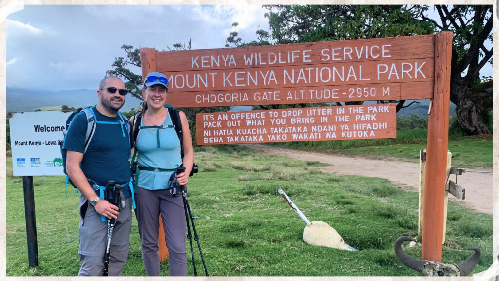 Joannda at Chogoria Gate at the start of the Mount Kenya hike