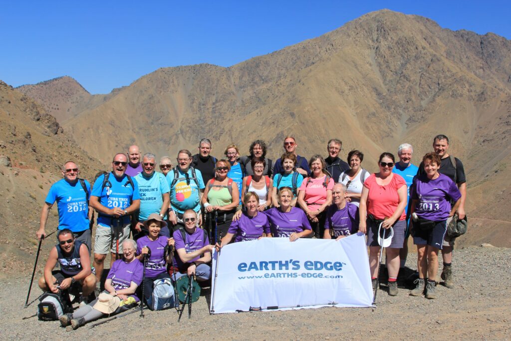 Trekkers from Earth's Edge who have successfully summited Mount Toubkal, Morocco