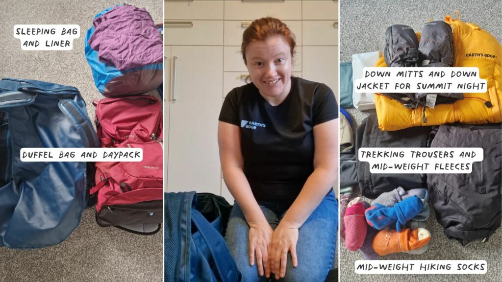 Ciara from Earth's Edge and her packing list for climbing Kilimanjaro